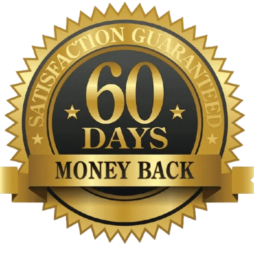 60 days money back satisfaction guaranteed badge
